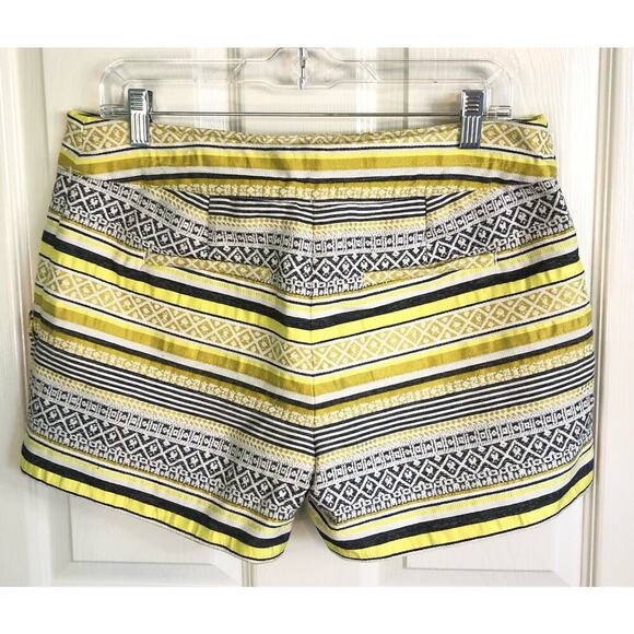 Ann Taylor LOFT The Riviera Short Size 6 Yellow Boho Tribal Stripes Brocade - Picture 6 of 8